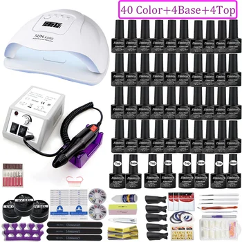 

Professional Nail Kit Acrylic Manicure Set 40 Colors Gel Polish Full Set Nail Tools Art Decoration Nail Drill Machine Nail Lamp