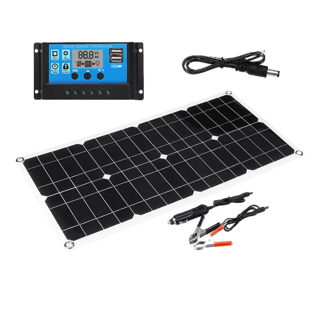With Controller 30A 50 Вт поликристаллический гибкий многоцелевой мобильный телефон зарядка Солнечная плата портативная двойная Usb аварийная зарядная плата - Цвет: With Controller 30A