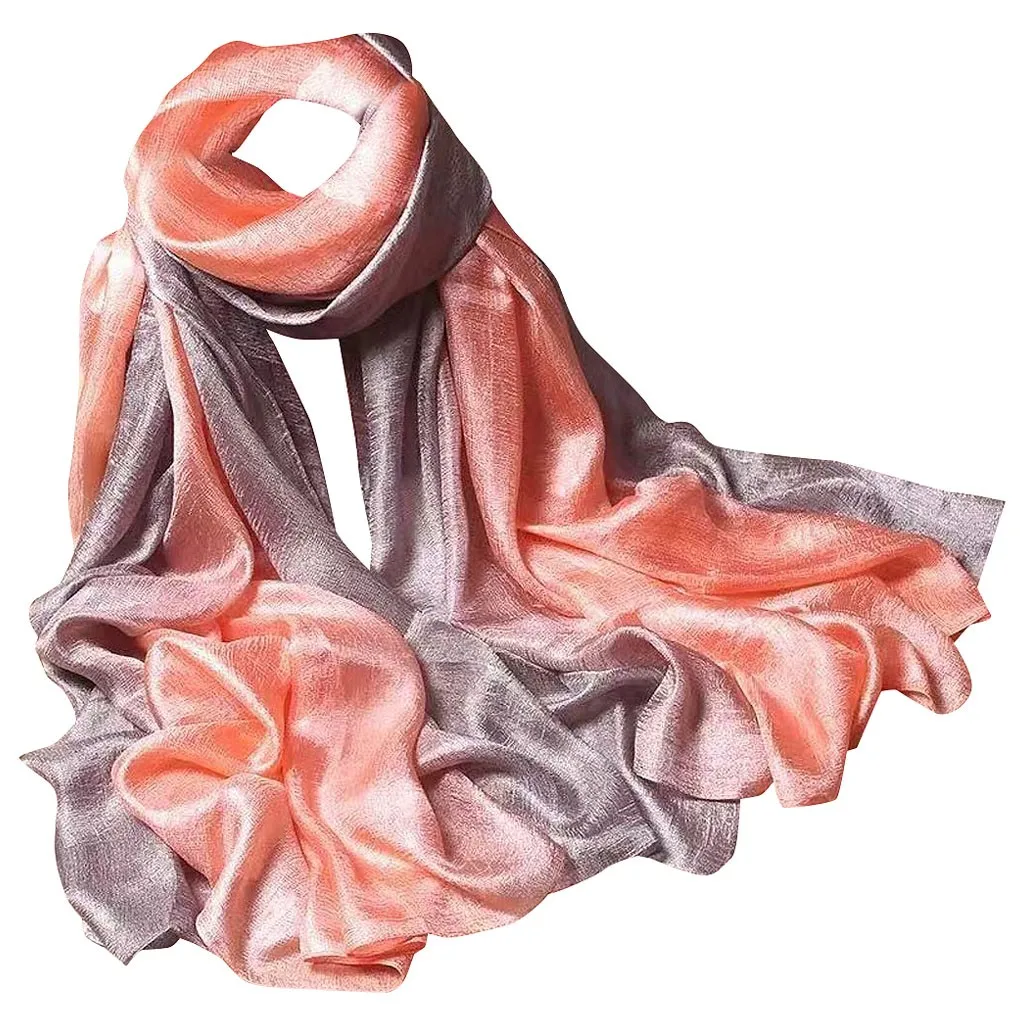 Pink 2s# женский шарф, градиентный Радужный цвет, Длинная женская шаль, шифоновый шарф, Женский хиджаб, шарф, вуаль, хиджабы, шарф - Цвет: Pink