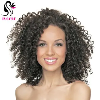 

iVogue Kinky Curly Human Hair Wigs Mongolian Remy Hair Glueless Lace Front Wig with Baby Hair Natural Black 130%~180% Density