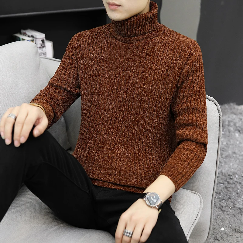 

Men Wool Turtleneck Sweater Men's Winter High Neck Thick Warm Sweaters Men Brand Casual Male Double Collar Pullover Knitwear