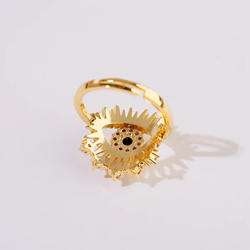 Trendy Gold Adjustable Rings Women's Micro-Inlaid Zircon Evil Eye Engagement Ring Party Gift Charm Jewelry