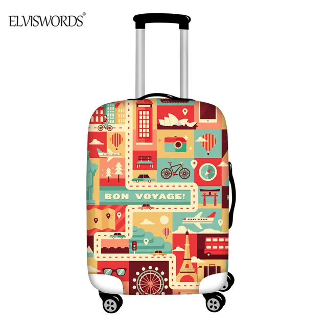 ELVISWORDS Trip Art Печать Tunk чехол Чехлы эластичная защита багажа от грязи крышка аксессуары для путешествий - Цвет: HX052