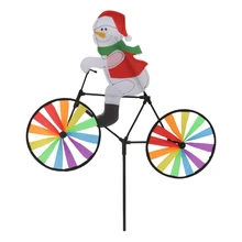 Wind Spinner Whirligig Yard Garden Decor 3D Large Santa Claus Bike Windmill