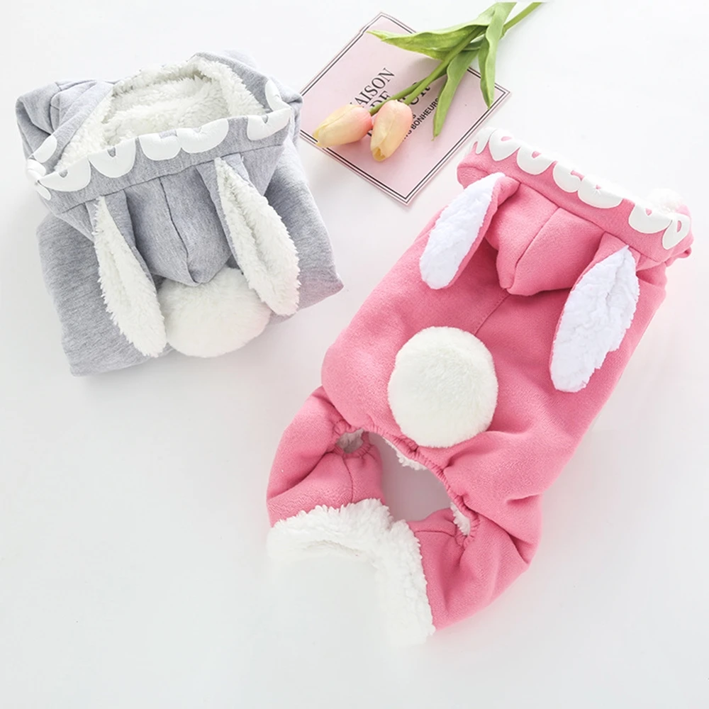 Плюшевый комбинезон с кроликом Одежда для кошек и собак Пальто Рождественская