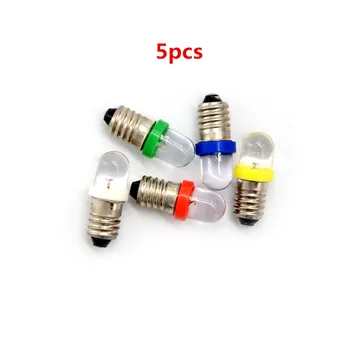 

5PCS Low Power Consumption E10 LED Screw Base Indicator Bulb Cold White 6V/12V/24V DC Light Bulb Wholesale
