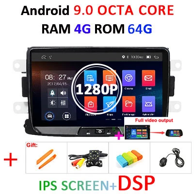 DSP ips 4G+ 64G 8 ядерный Android 9 Автомобильный мультимедийный dvd gps для Duster Dacia Logan Sandero Captur Lada Xray 2 Logan 2 Автомагнитола OBD2 - Цвет: 4G64GIPSDSP 1280P F
