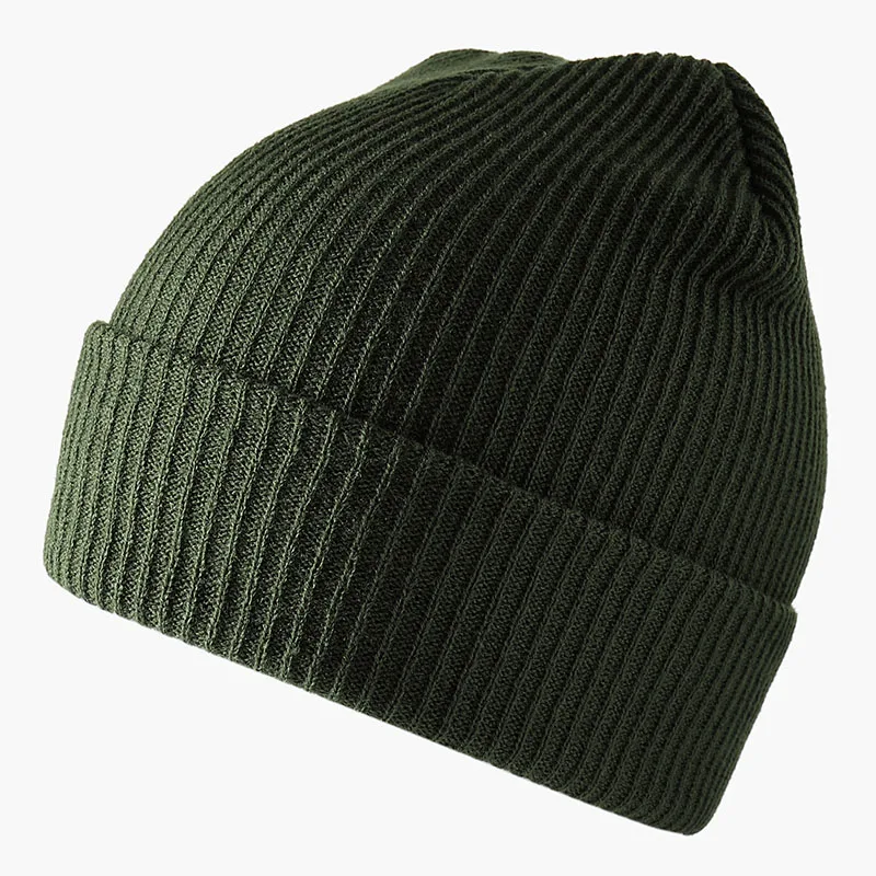 Унисекс шапочка осень зима женская мягкая теплая вязаная шапка мужская женская мягкая вязаная шапка для мужчин и девочек одноцветная модная шапка в стиле хип-хоп - Цвет: Армейский зеленый