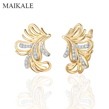 

MAIKALE New Classic Micro Inlay Cubic Zirconia Gold Stud Earrings Simple Creative Earrings for Women Jewelry Brincos Gift