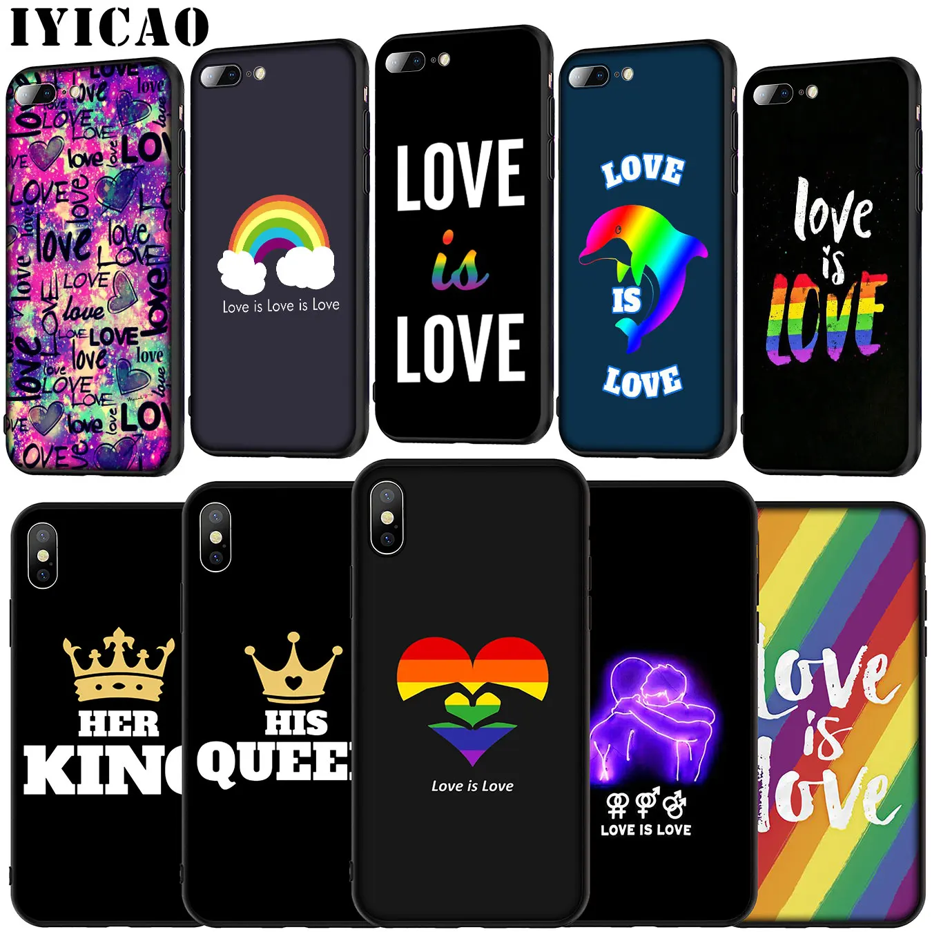 Love Is LGBT Rainbow Heart Soft Silicone Cover Case for iPhone 11 Pro XR X XS Max 6 6S 7 8 Plus 5 5S SE Phone |