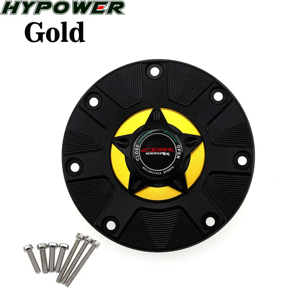 gold CNC алюминиевый мотоцикл Keyless Топливный бак газовая крышка Крышка для Honda CBR1000RR/Fireblade CBR 1000RR CBR1000 RR 2004 2005-2012 - Цвет: gold