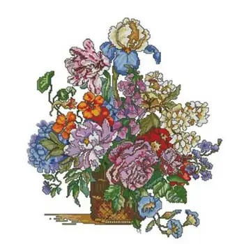 

Beautiful flower basket patterns Counted Cross Stitch 11CT 14CT 18CT DIY Chinese Cross Stitch Kits Embroidery Needlework Sets