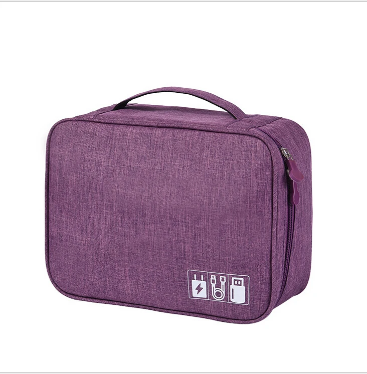 Электронная сумка для хранения данных, многофункциональная водонепроницаемая сумка для путешествий, переносная сумка для электроники - Цвет: Purple