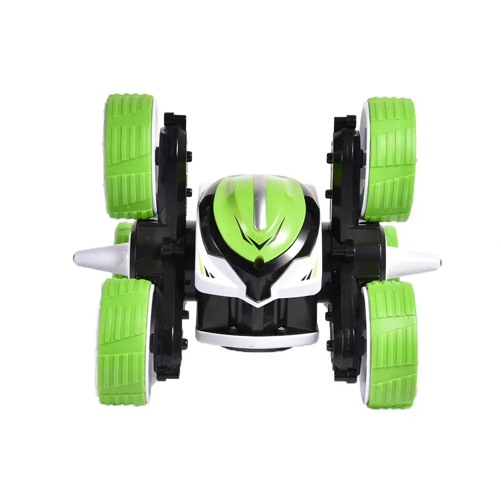 2,4G Беспроводной 6-колесный RC Stunt автомобилей 4-канальный видеорегистратор 360 градусов галтовочная транспортных средств RC автомобиль игрушки для мальчиков и для девочек на день рождения; Рождественский подарок - Цвет: Green With battery