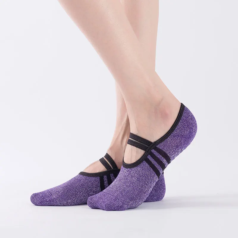 Женские носки для йоги нескользящие носки с захватами дышащие Профессиональные удобные носки из хлопка носки для пилатеса для женщин - Цвет: light purple