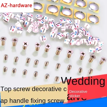 

Basin faucet handle red and blue standard handle fixing screw accessories screw top silk decorative cap cold and hot mark 2Pcs