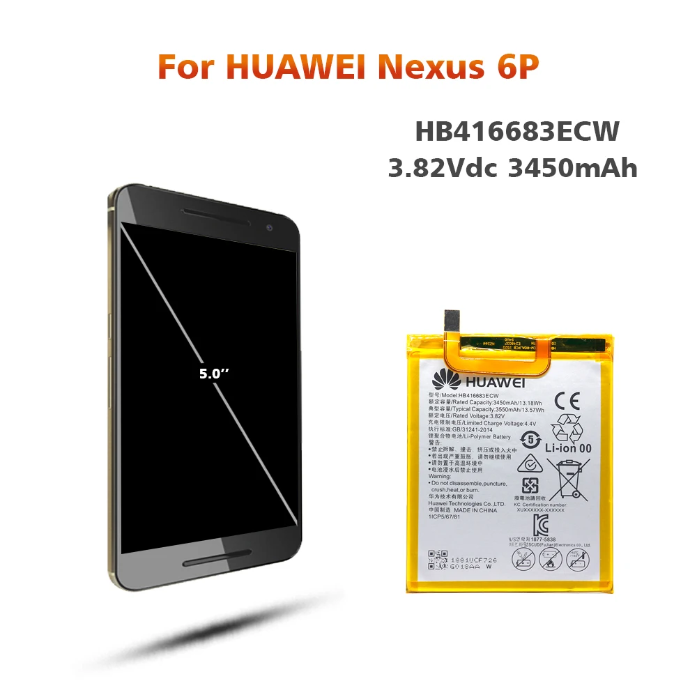 Аккумулятор для huawei NEXUS 6P HB416683ECW 3450 мАч для huawei Nexus 6P H1511 H1512 Сменный аккумулятор для телефона с 9 инструментами