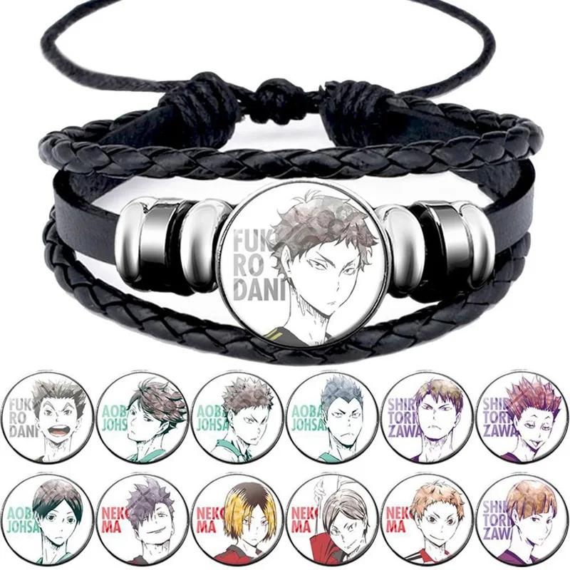 Аниме-волейбол Junior Haikyuu регулируемый кожаный браслет ручной работы