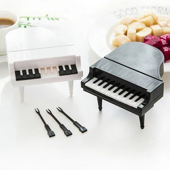 

ADOREHOUSE Mini Piano Fruit Forks Black White Fork For Decoration Dessert Supplies Party Creative Home Tableware Cake