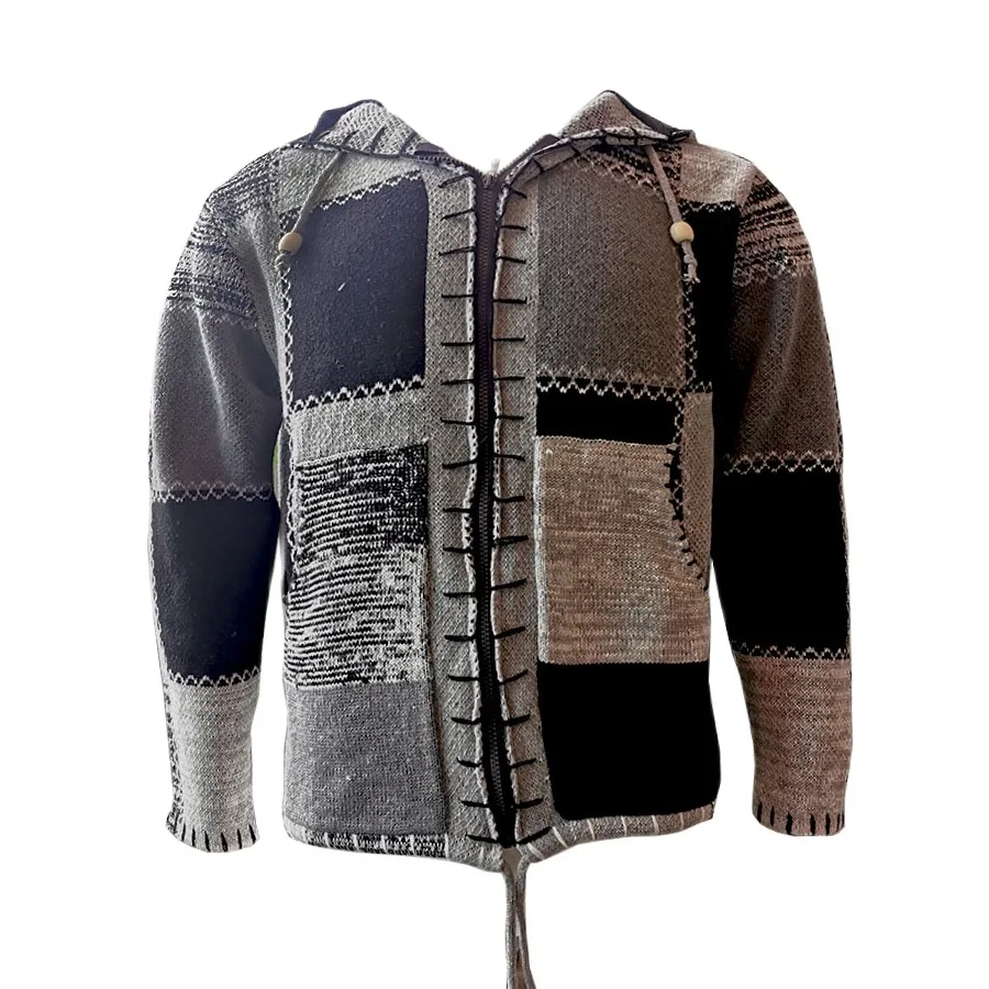 

Men Sweater Coat Autumn Hooded Coat Winter Warm Harajuku Color Distressed Zipper Knit Sweater With Pocket Cardigan Plus Size4XL