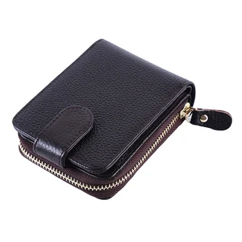 

Men's Card ID Holder Black Cowhide Driver's License Card Package Multi-function Card Holders Korean Version Zipper Wallet