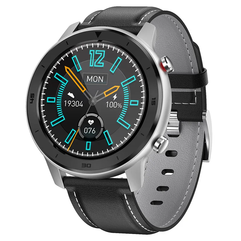 Black Silver leather MKS8 умные часы водонепроницаемые модные спортивные часы Bluetooth Шагомер монитор сердечного ритма цветной дисплей умные часы для Android IOS - Цвет: Black Silver leather