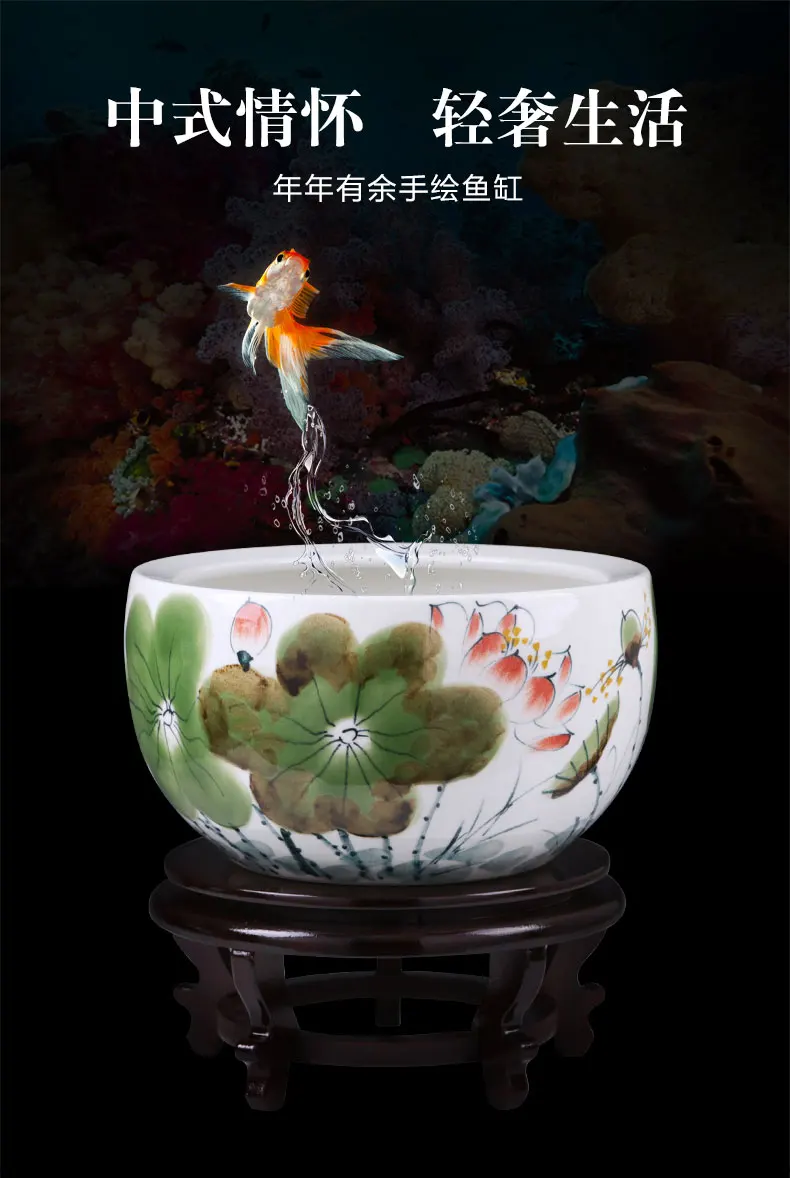 

Jingdezhen Ceramics Craft Supplies Best Handmade Traditional Craft Creative Home Blue and White Fish Tank Decoration Ornament 21