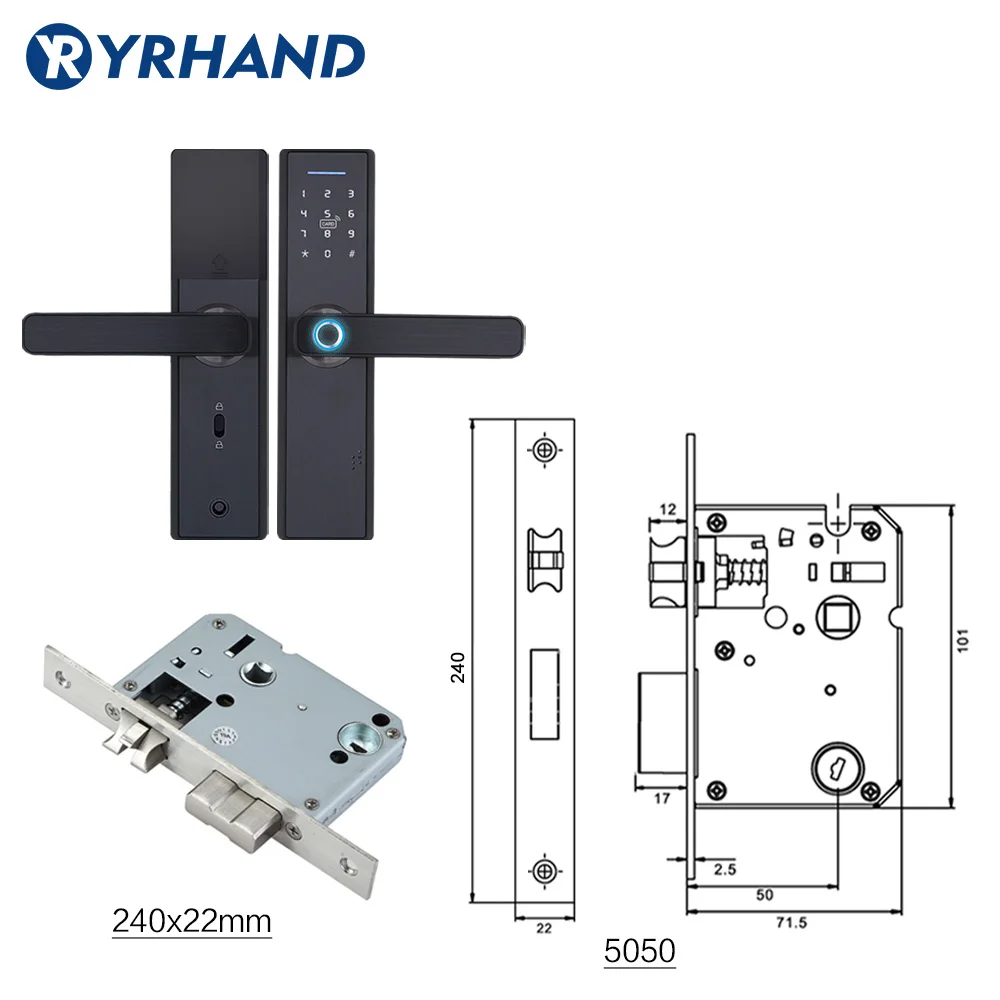 Tuya биометрический замок отпечатков пальцев, умный замок безопасности с WiFi приложением Пароль RFID разблокировка, дверной замок электронный гостиницы - Цвет: 5050 240mm