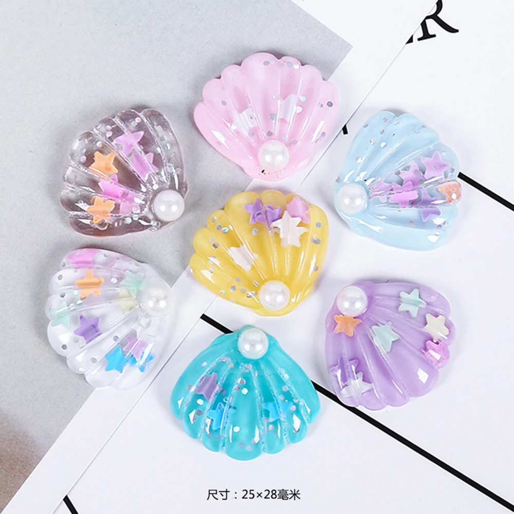 

10Pcs/set Mix Ocean Imitation Pearl Shell Resin Flatback For Hair Clip DIY Cream Mobile Phone Case Accessories Hair Accessories