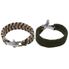 ELOS-2 шт 7 нитей выживания переплетения браслет Пряжка для шнура, зеленый с хаки