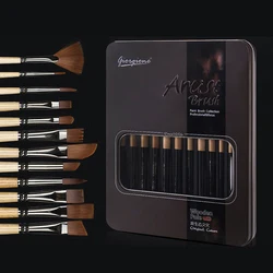 Nylon wool watercolor Brushes 12 sets gouache acrylic oil brushes iron box multi-brush gift bag