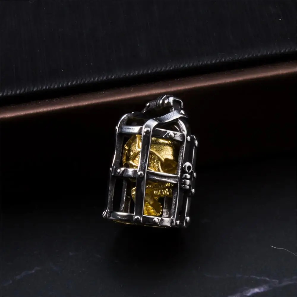 Men Stainless Steel Silver Gold Skull Pendant Necklace Vintage Punk Jewelry