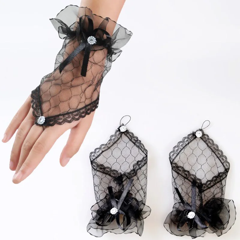 Lace Mesh Gloves Bridal Wedding Accessories Short Design Fingerless Mittens