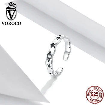 

VOROCO Authentic 925 Sterling Silver Romantic Planet Adjustable Finger Ring for Women 2020 Zodiac Fashion Jewelry Bijoux BKR678