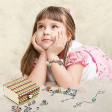 Девушка Подвески для создания браслета Набор для изготовления ювелирных изделий с блестками; красивое детское модное подарки «сделай сам» с серебряным покрытием Бусины ювелирное изделие, цепь в виде змеи