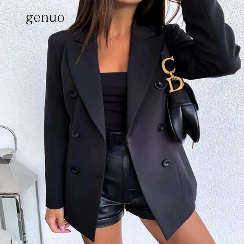New Spring Autumn Hot Sales Women Blazers Plus Size Fashion Vestido Solid Double Button Small Blazers For Women Larger Outerwear