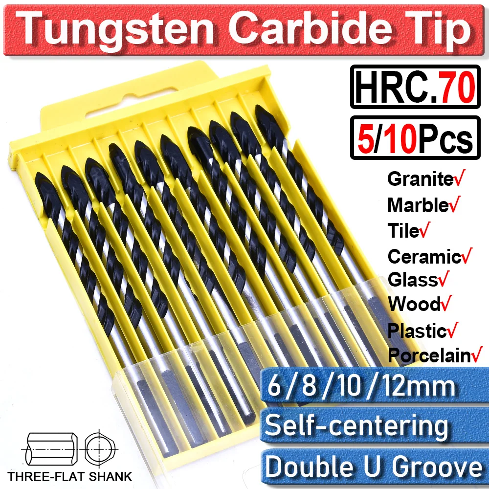

6 8 10 12mm Multi-Material key word[tile bit] Tile Drill Bits HSS Cone Hole Woodworking Tool Drill Wood Set Drill Bits D30