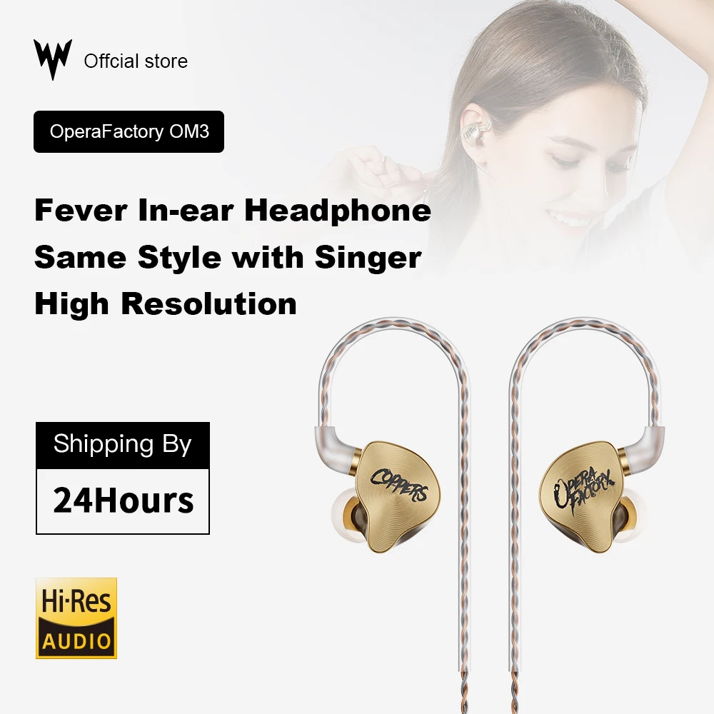Whizzer OM3 Upgrade bass earphones In-ear Dynamic Earphone HIFI DJ Earbud Earplug With 2Pin 0.78mm Connector Detachable Cable