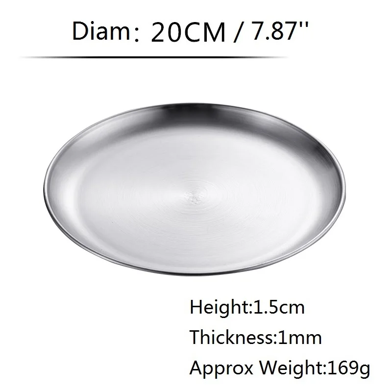 Silver 20cm 7.87inch 1 шт., столовые блюда из нержавеющей стали, Золотая посуда, Рождественская десертная тарелка, фруктовое блюдо, поднос для торта, сервировочная посуда в скандинавском стиле, серебряная посуда - Цвет: Silver 20cm 7.87inch