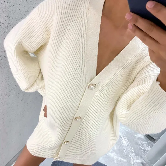 Long Sleeve Knitting Cardigan Brandy 