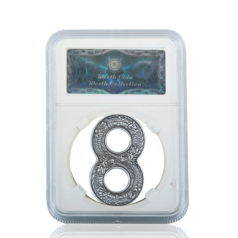 silver with case WR китайские древние драконы коллекционные монеты с держателем позолоченные монеты старую оригинальную монету подарок на год дропшиппинг - Цвет: silver with case