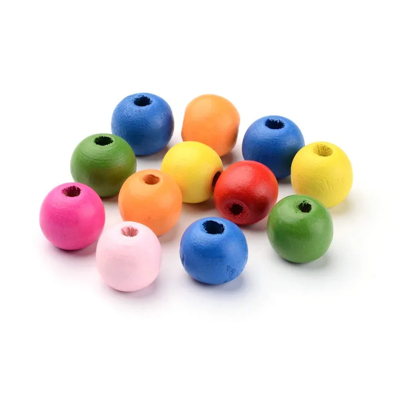 Круглые бусины из крашеного дерева для самостоятельного изготовления бижутерии