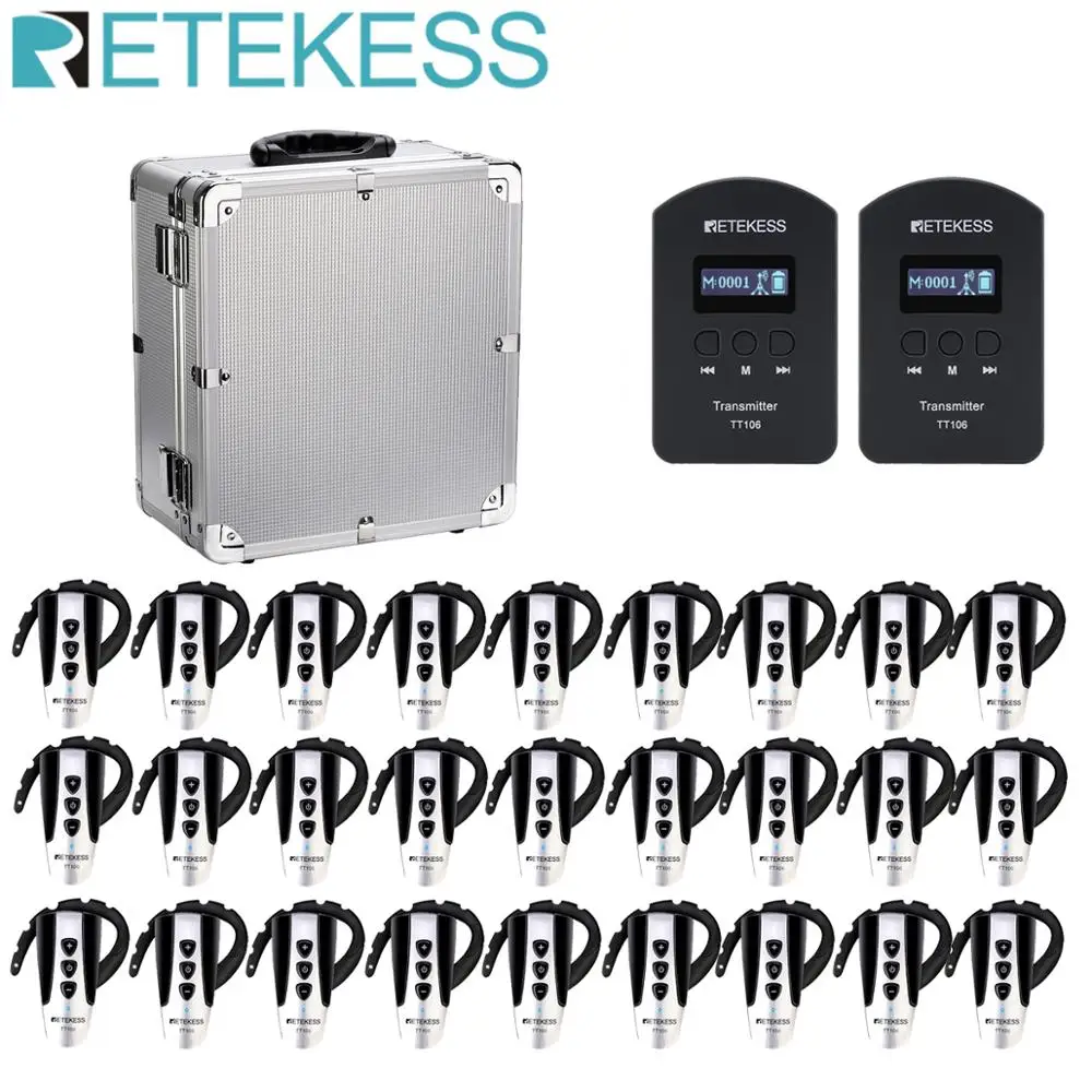 Retekess 2 шт TT106 передатчик и 30 приемники + зарядный чехол для экскурсионного руководства синхронный перевод