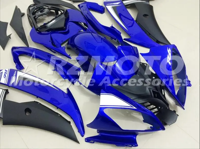 4 подарки набор впрыскивателей Мотоцикл Обтекатели Fit для YAMAHA YZF-R6-600 2008- 08-16 обтекатель КУЗОВ комплект цвет синий, черный; Большие размеры 34–43 хорошее
