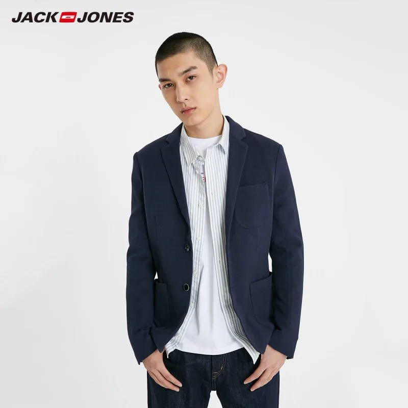 JackJones Мужской приталенный пиджак с двумя пуговицами из хлопка, мужской пиджак 219108509