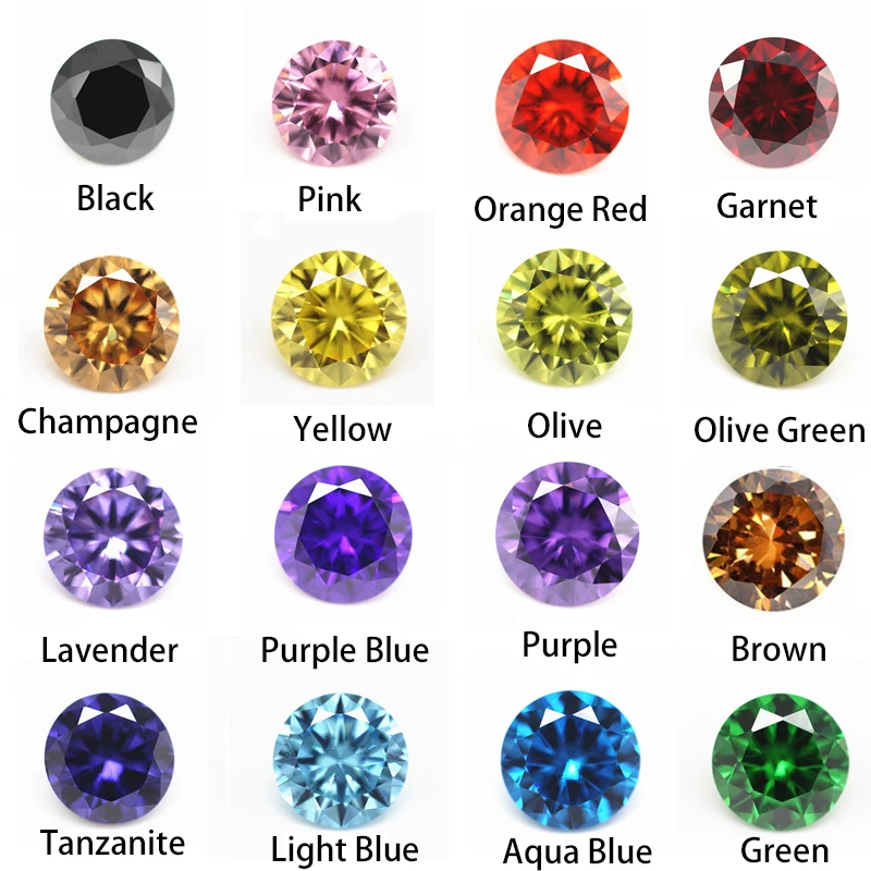 

1.0~10.0mm AAAAA Various Color Loose Cubic Zirconia Stone Round Brilliant Cut CZ Stone Synthetic Gems For Jewelry Free Shipping