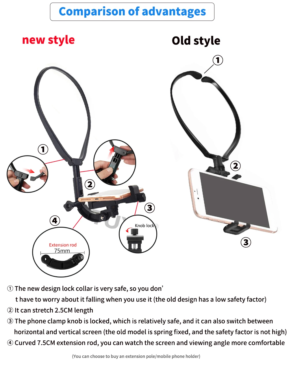 New Hands Free Lazy Neck Phone Stand Holder Wearable Smartphone Mount Bracket for Xiaomi Samsung for GoPro insta360 Accessory car mount phone holder