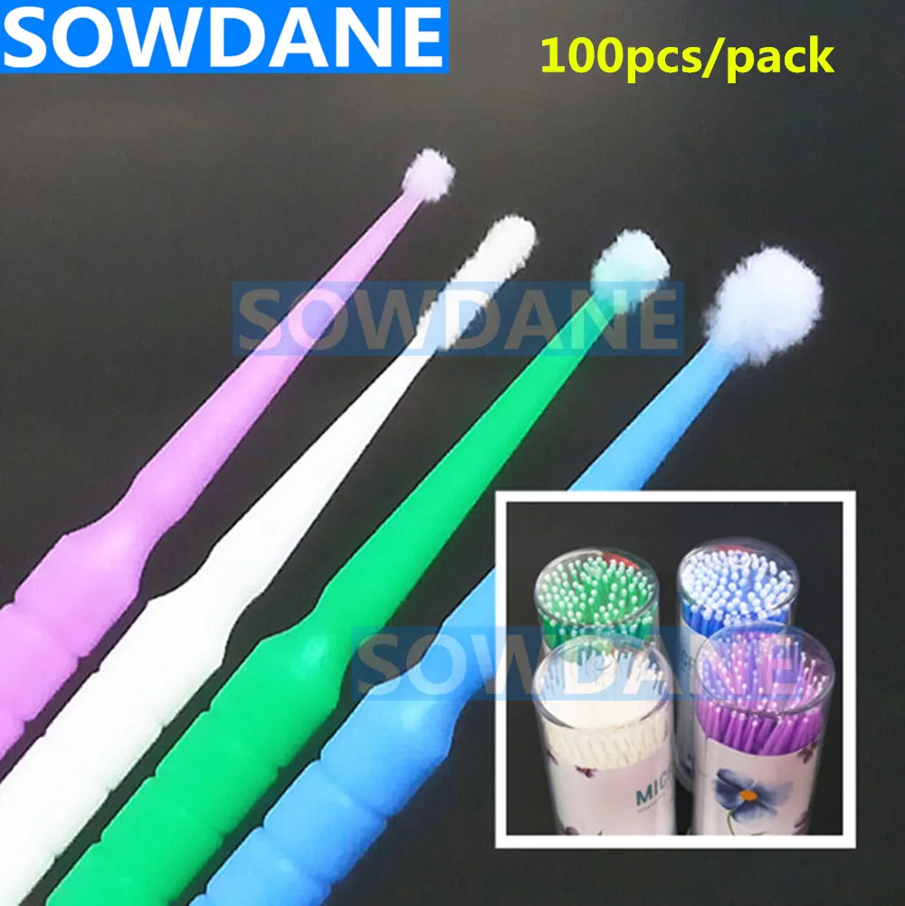 100 Pcs Dental Micro Applicator Brush Dental Applicator Bendable Stick Dental Disposable