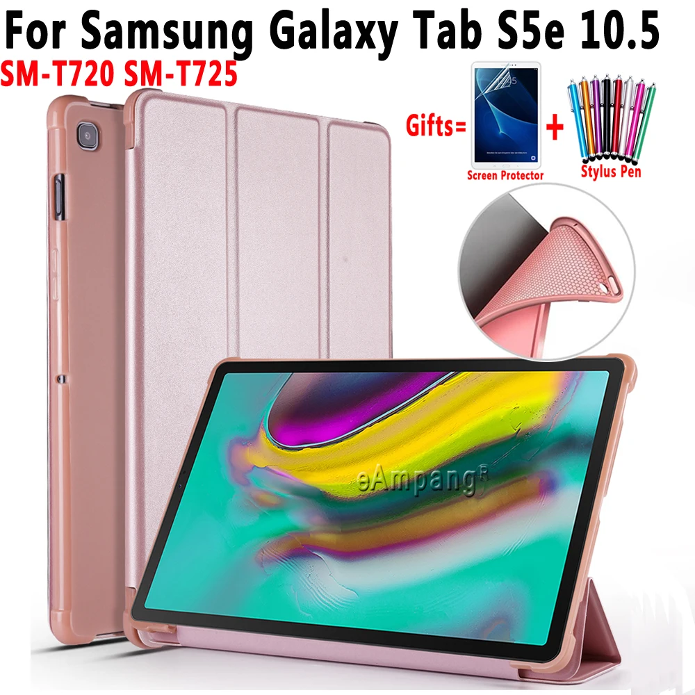 Чехол для Samsung Galaxy Tab S5e 10,5 SM-T720 SM-T725 T720 T725 Смарт Мягкий противоударный чехол для Tab S5E 10,5 T720 T725+ Защитная пленка на экран+ подставка для ручек