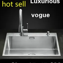 Квартира кухня ручная раковина одинарная мойка сделать блюда 304 из нержавеющей стали vogue Горячая 650x450 мм